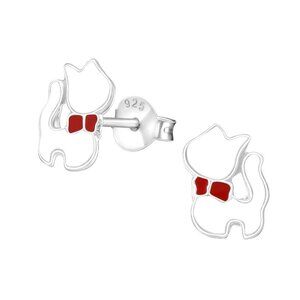 Sterling Silver Enamel Kitty Cat Studs